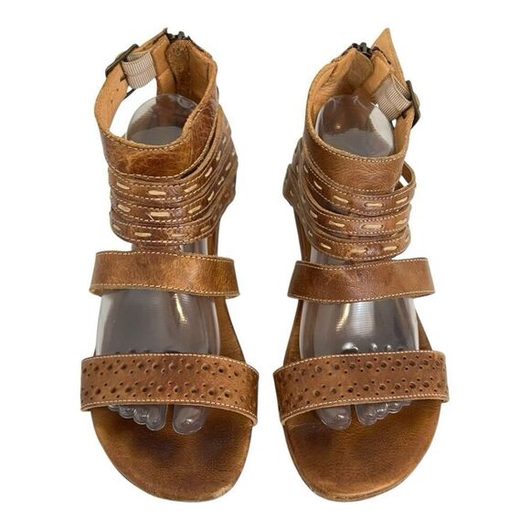 Bed Stu Women's Size 10 Brown Leather Gladiator Sandals Zip Back Buckle Boho - Picture 3 of 9
